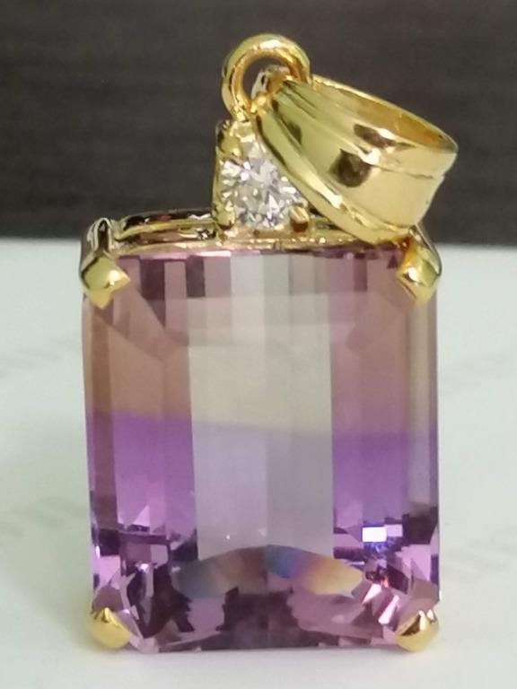 Awesome Bicolor Ametrine Gold Diamond Pendant for Every Day Luxury