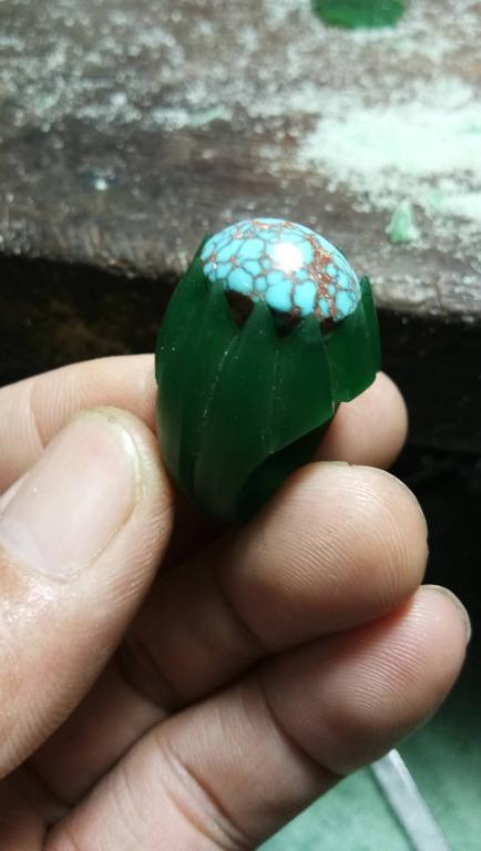Custom Made with Buyer's own Gemstone Turquiose-As per Design shared by him.