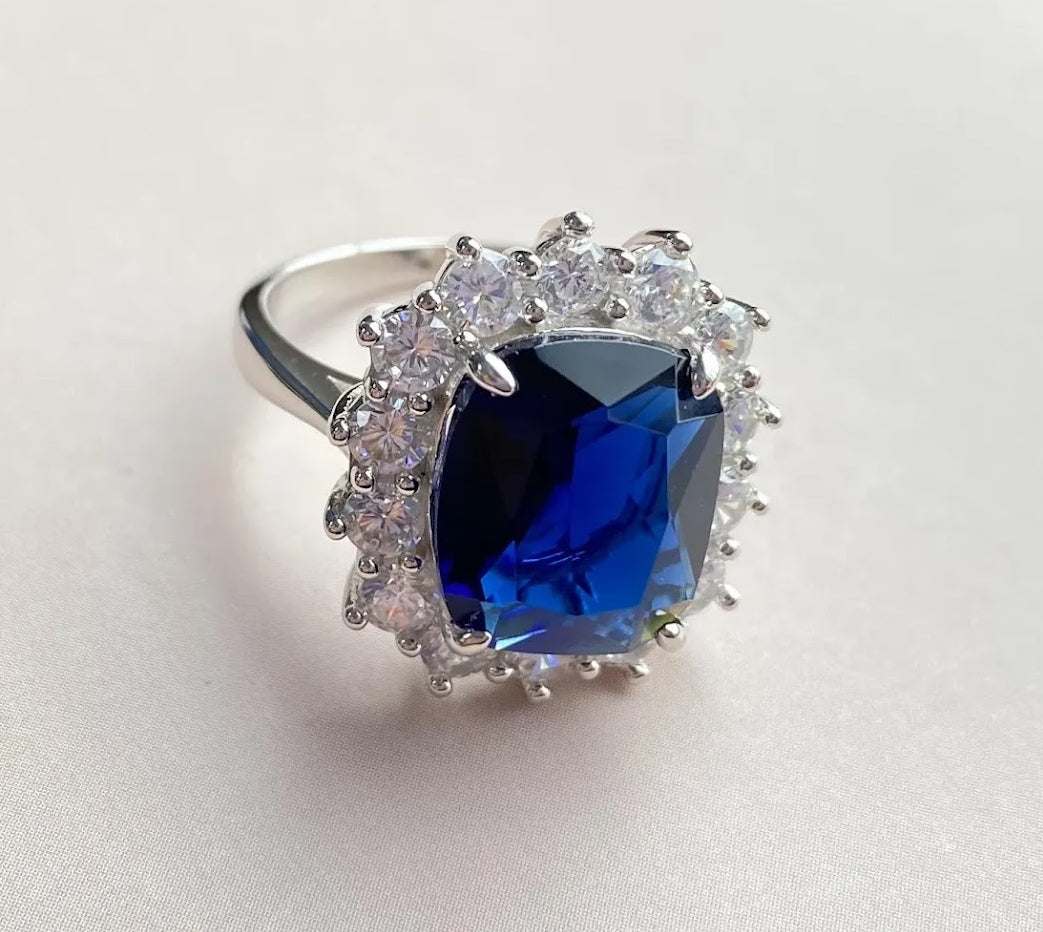 Celestial Elegance: 6-Carat Cushion-Cut Blue Sapphire Engagement Ring