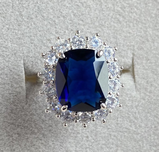 Celestial Elegance: 6-Carat Cushion-Cut Blue Sapphire Engagement Ring
