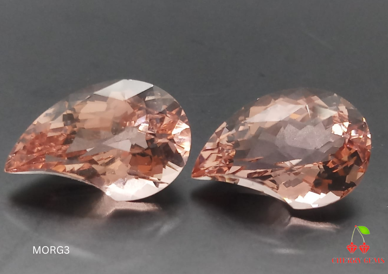 Natural Pair Morganite: Peachy Serenity Harmony 10.25cts- MORG3 (24)