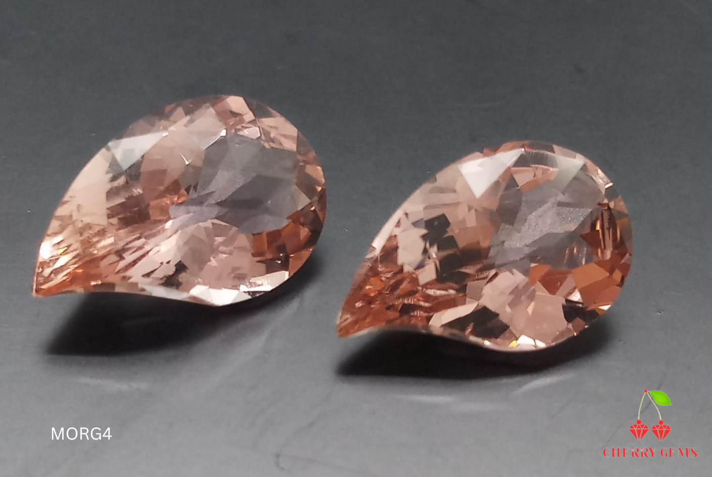 Natural Pair Morganite: Peachy Keen Connection 8.59cts- MORG4 (24)