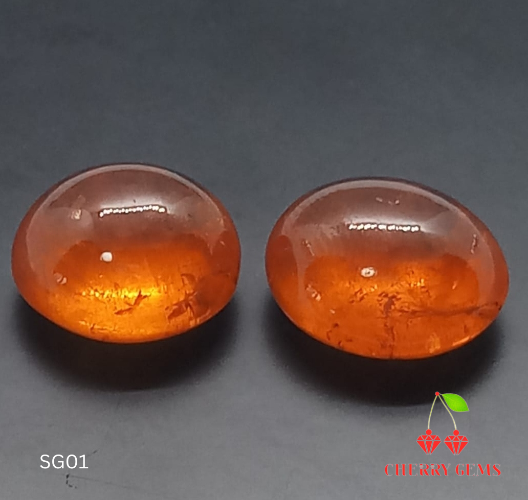 Natural Pair Spessartite Garnet: Twin Mandarin Fanta Radiance 30.11cts- SG01 (24)