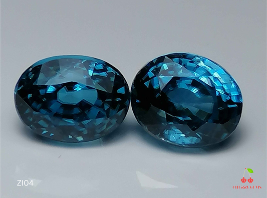 Natural Certified Pair Blue Zircon: Crystal Seas 10.41cts- ZI04 (24)