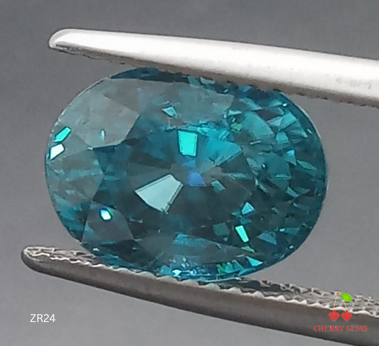 Natural Certified Blue Zircon: Cyan Elegance 6.45cts- ZR24 (24)