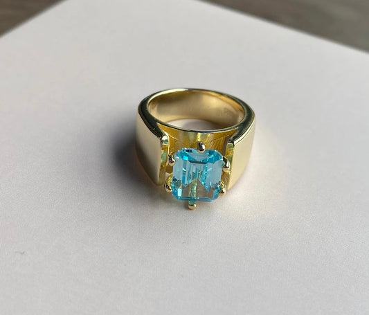 4 Carat Emerald Cut Aquamarine Engagement Ring