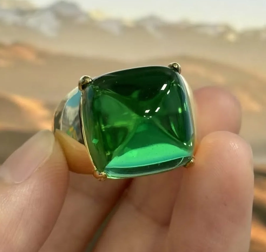 Majestic 17-Carat Royal Colombian Cabochon Emerald Ring