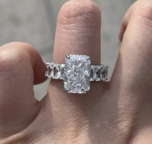 Fascinating 5ct Radiant-Cut White Sapphire Engagement Ring