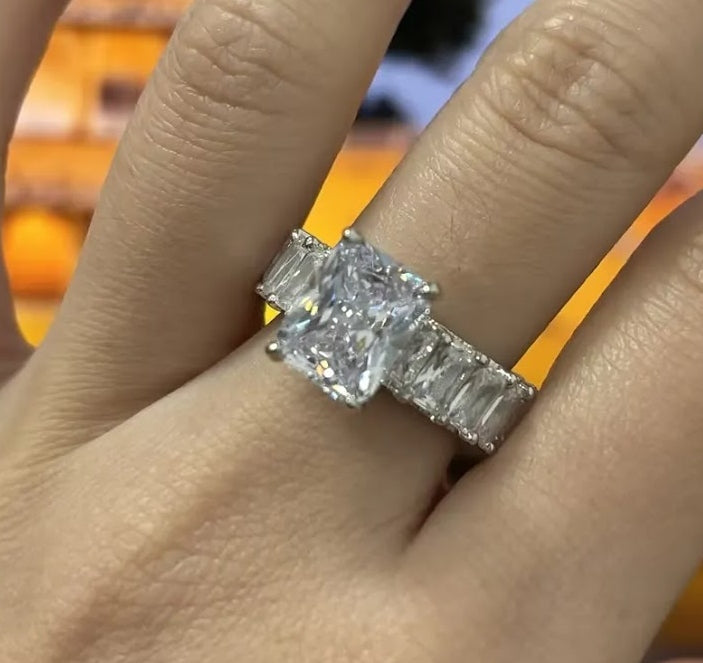 Fascinating 5ct Radiant-Cut White Sapphire Engagement Ring