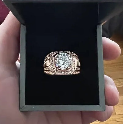 5-Carat Round-Cut White Sapphire Men’s Engagement Ring