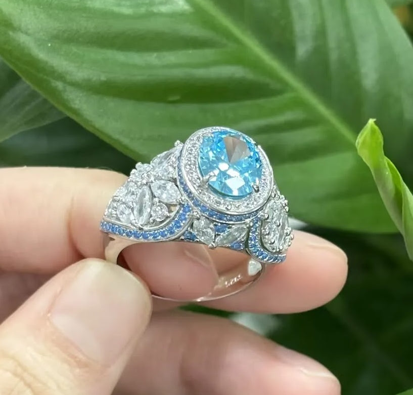 4-Carat Oval-Cut Aquamarine Engagement Ring