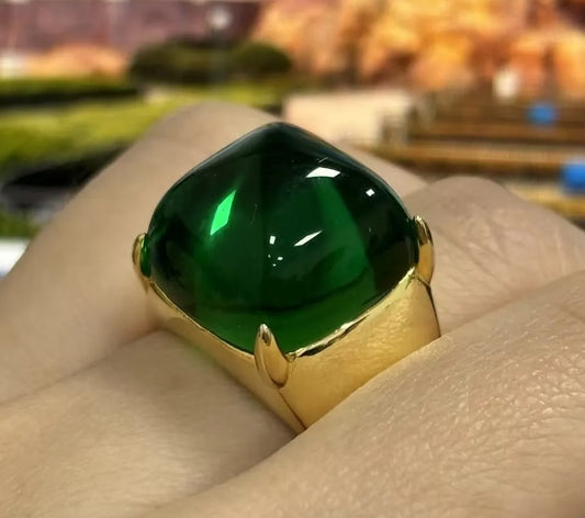 Majestic 17-Carat Royal Colombian Cabochon Emerald Ring