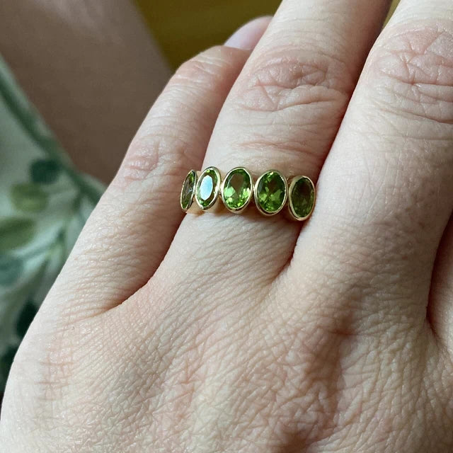 Five-Stone Peridot Band in Yellow Gold