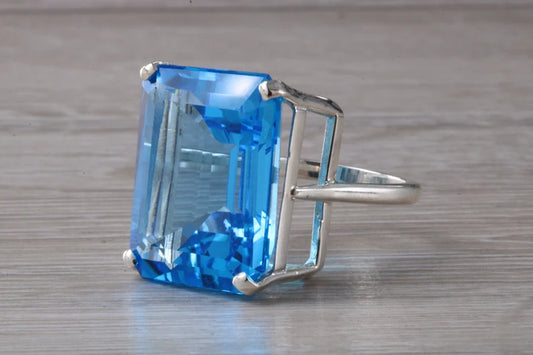 Radiant Blue Topaz Statement Ring in Sterling Silver