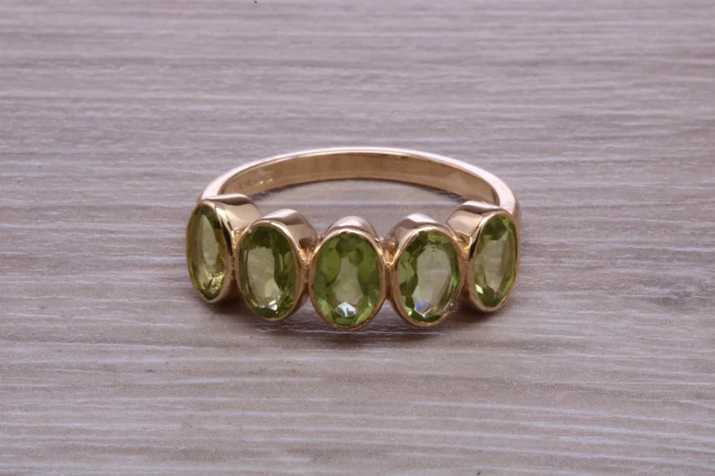 Five-Stone Peridot Band in Yellow Gold