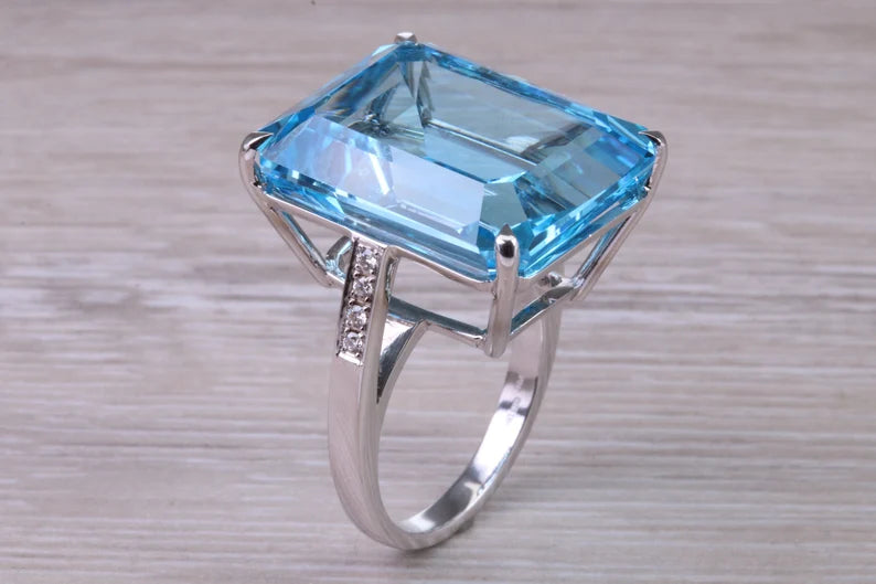 Exquisite Blue Topaz Ring