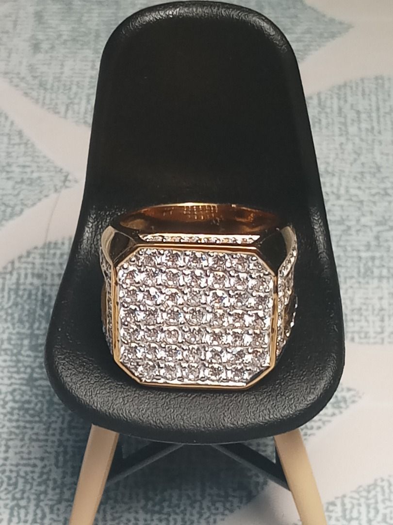 IN STOCK-READY-Massive 21G US 10 CZ Diamonds 925 18k HIgh Quality Micron Ring. Luxury