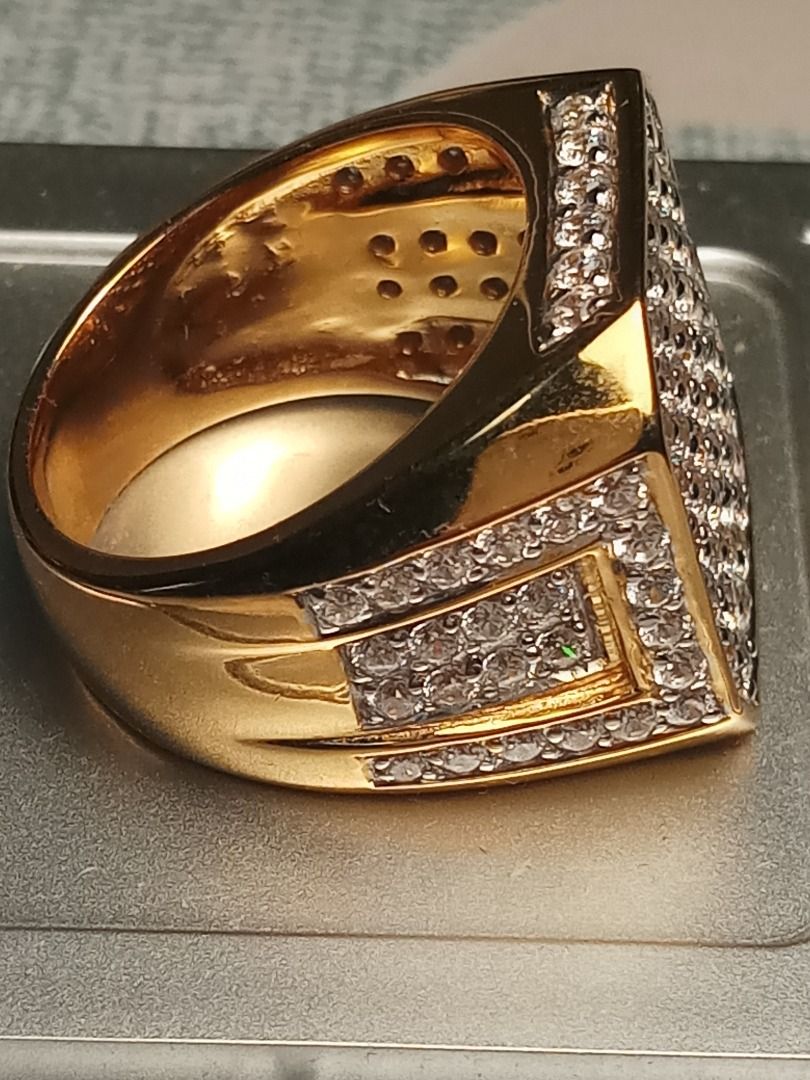 IN STOCK-READY-Massive 21G US 10 CZ Diamonds 925 18k HIgh Quality Micron Ring. Luxury