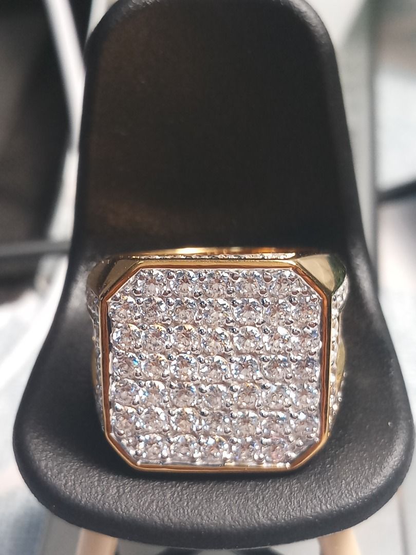 IN STOCK-READY-Massive 21G US 10 CZ Diamonds 925 18k HIgh Quality Micron Ring. Luxury