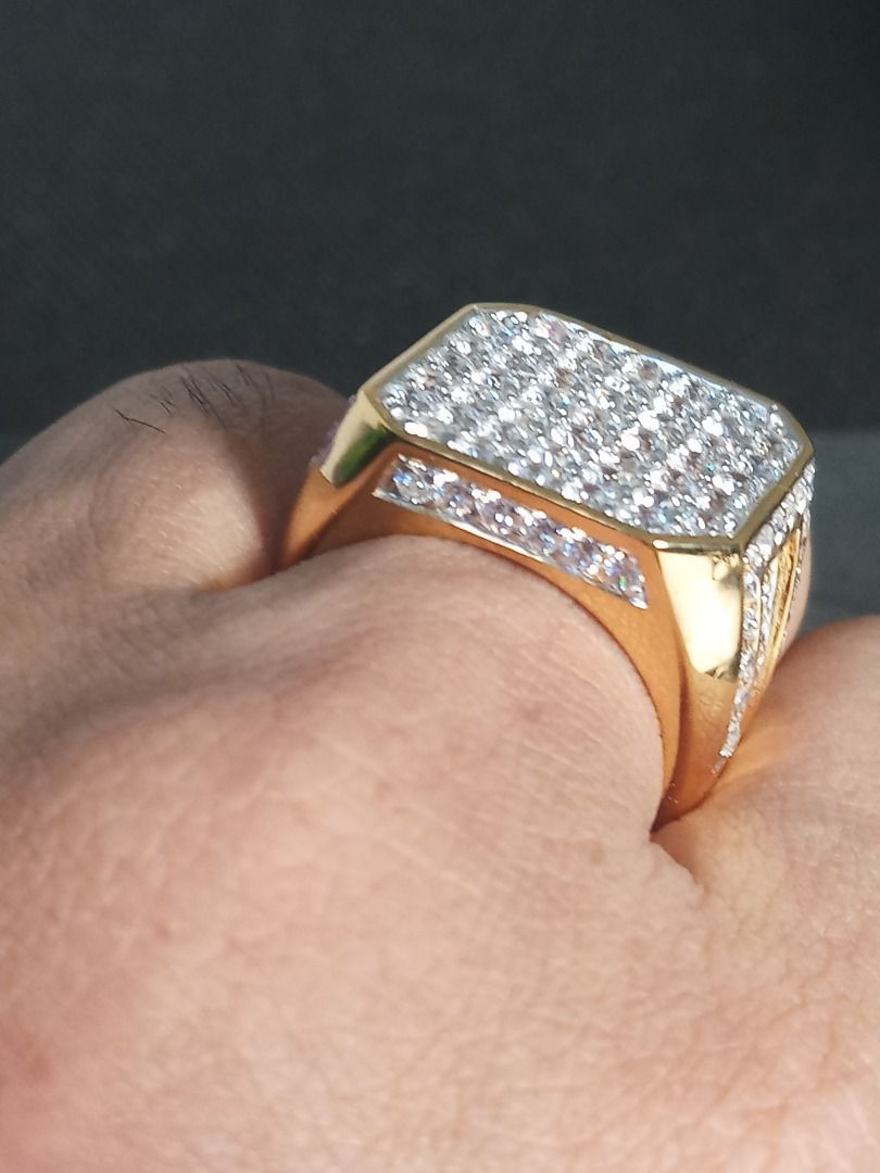 IN STOCK-READY-Massive 21G US 10 CZ Diamonds 925 18k HIgh Quality Micron Ring. Luxury