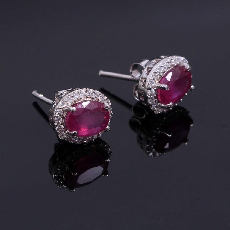 Radiant Ruby Earrings – Set in Gleaming 925 Sterling Silver