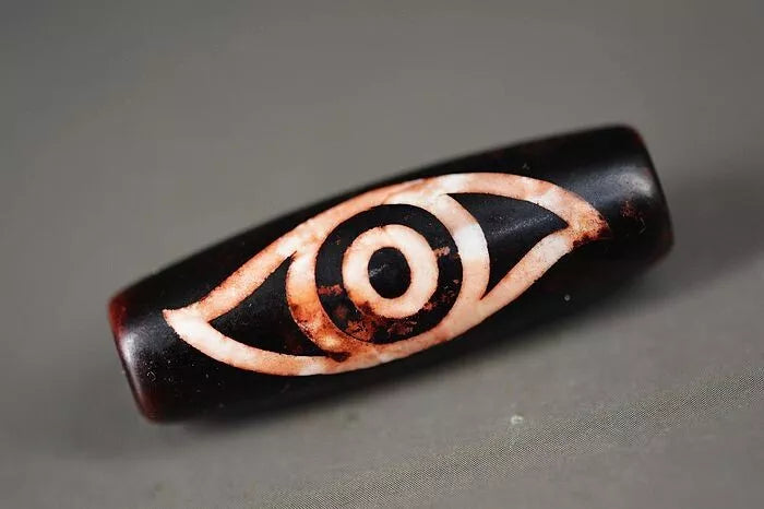 Collectible Tibetan Old Agate DZi *2 Phoenix Eyes* Bead Pendant 40mm K89