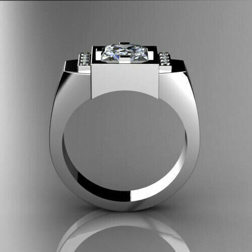 Modern Square-Cut Diamond Men's Ring