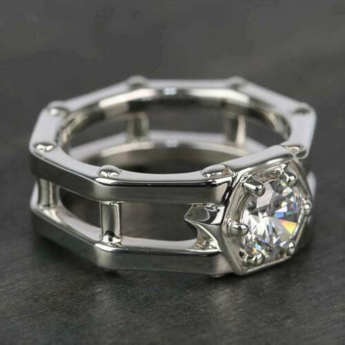 Hexagonal Solitaire Diamond Ring