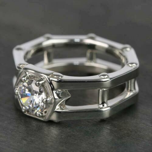 Hexagonal Solitaire Diamond Ring