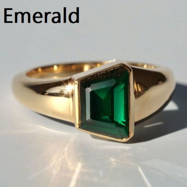 Elegant Trapezoid-Cut Emerald Ring