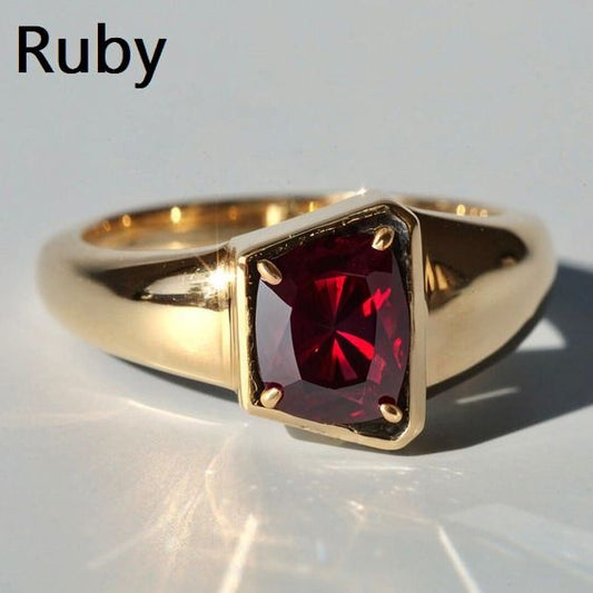 Luxurious Trapezoid cut Ruby Ring