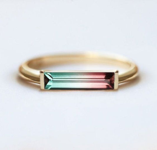 Women's Distinctive Long Baguette Watermelon Tourmaline