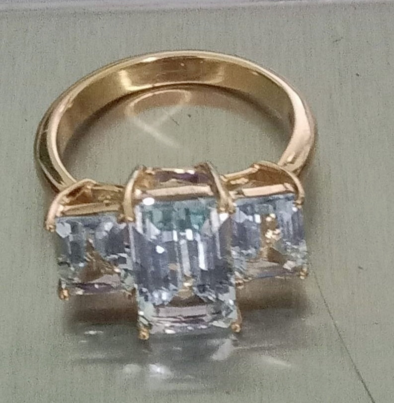 Natural Aquamarine Trilogy 14k